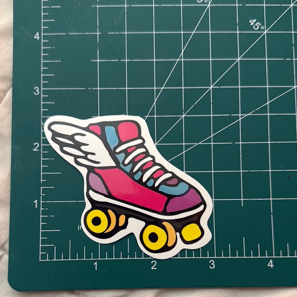 Colorful Winged Roller Skate Sticker